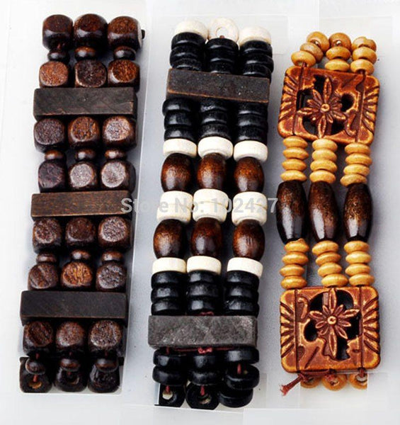 Wood Beads Charm Bracelet