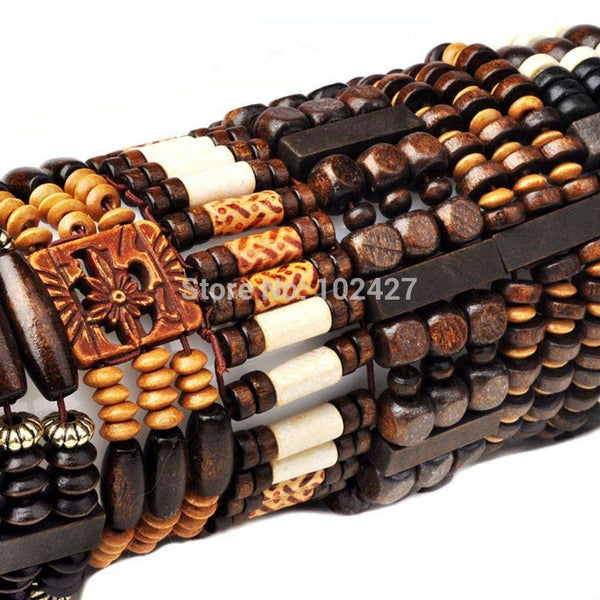 Wood Beads Charm Bracelet