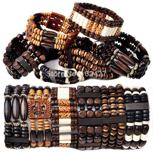 Wood Beads Charm Bracelet
