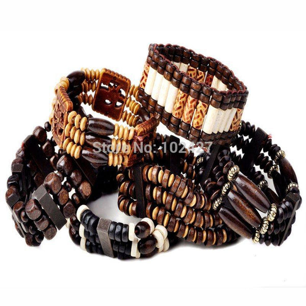 Wood Beads Charm Bracelet