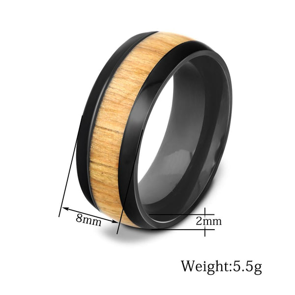 Wood Inlay Stainless Steel Ring