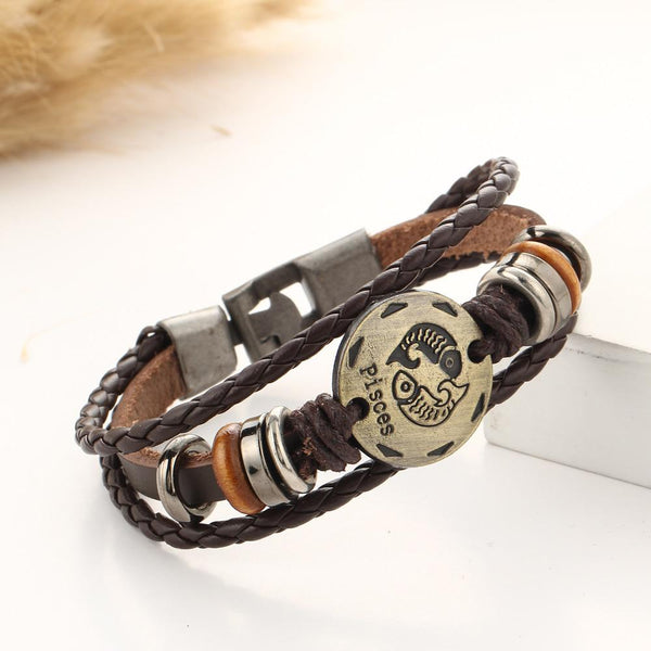 Zodiac Constellation Cowhide Bracelet