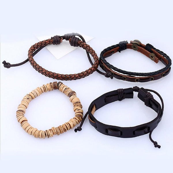 Retro Men Wood Beads Bracelets