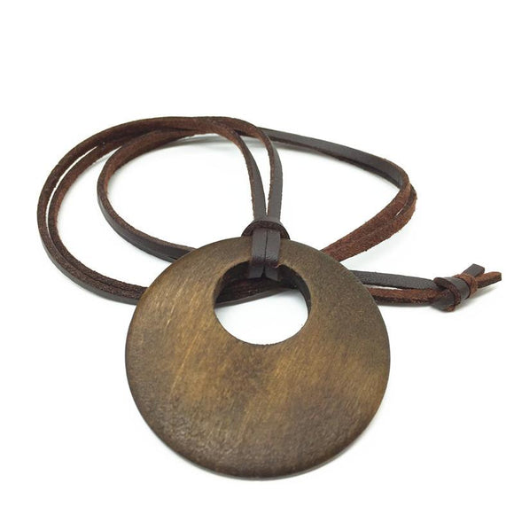 Vintage Wood Pendant Necklace