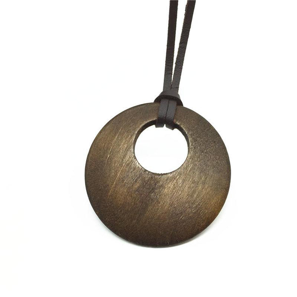 Vintage Wood Pendant Necklace