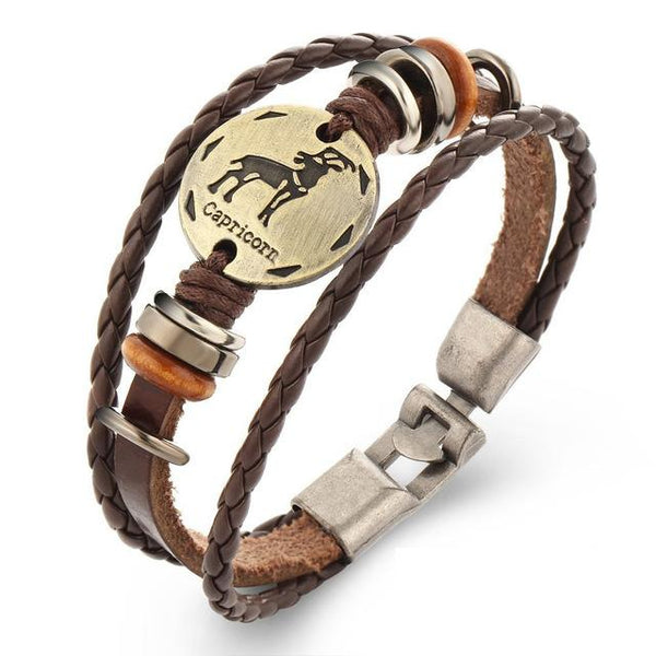 Zodiac Constellation Cowhide Bracelet