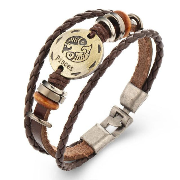 Zodiac Constellation Cowhide Bracelet